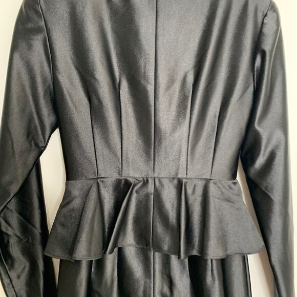 Rotate Annie Frill Trim Satin Black Mini Dress Womens New US 2 - Picture 5 of 16